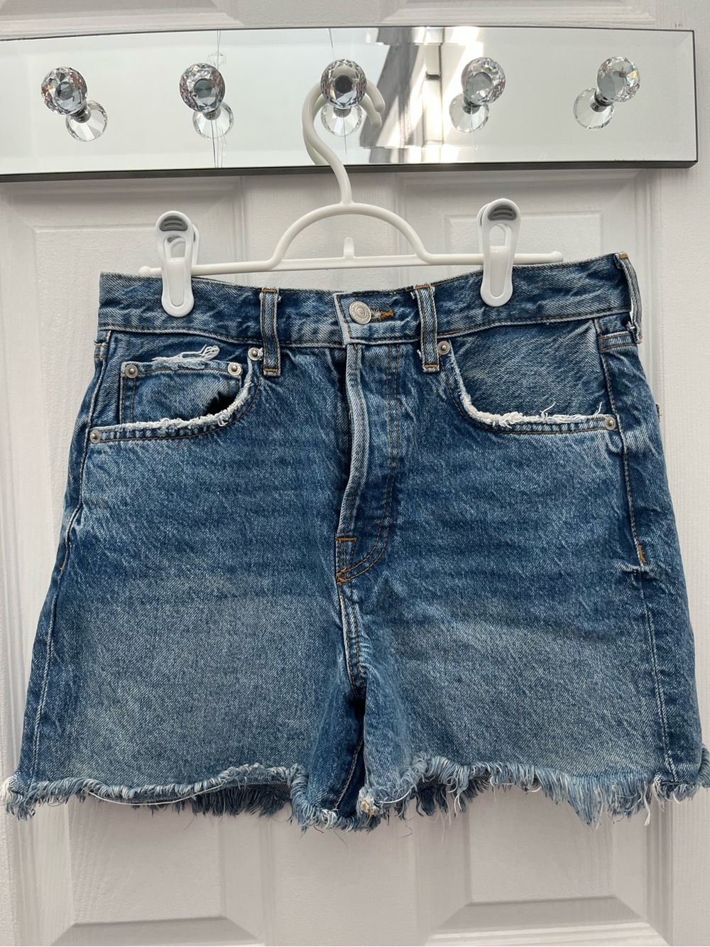 Zara High-Waist Distressed Denim Shorts